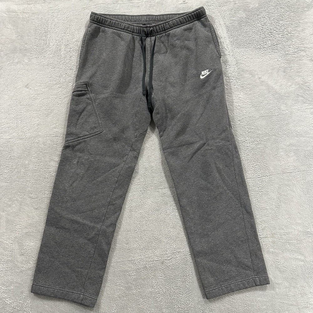 Nike Sweatpants Men XL Gray Lounge Straight Drawstring Asymmetric Pockets Gym